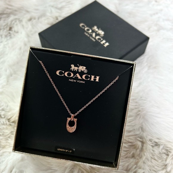 NIB Coach RoseGold Signature C Pendant Necklace - Picture 5 of 8